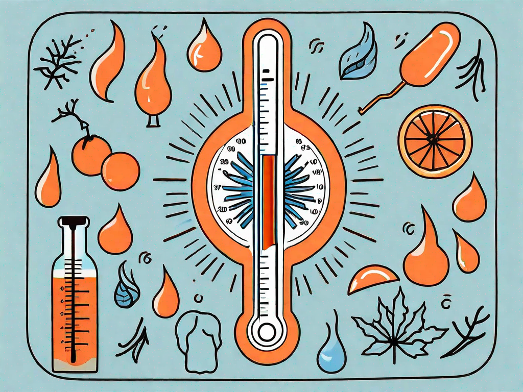 A thermometer showing a high temperature