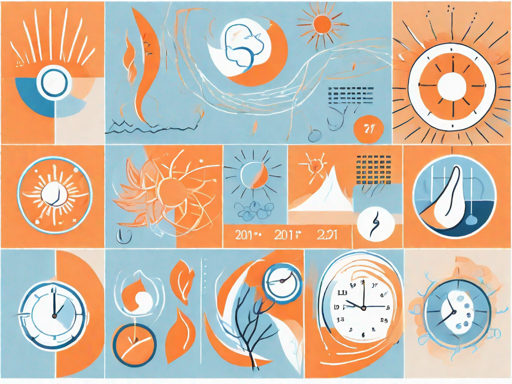 A calendar with various menopause symbols like hot flashes