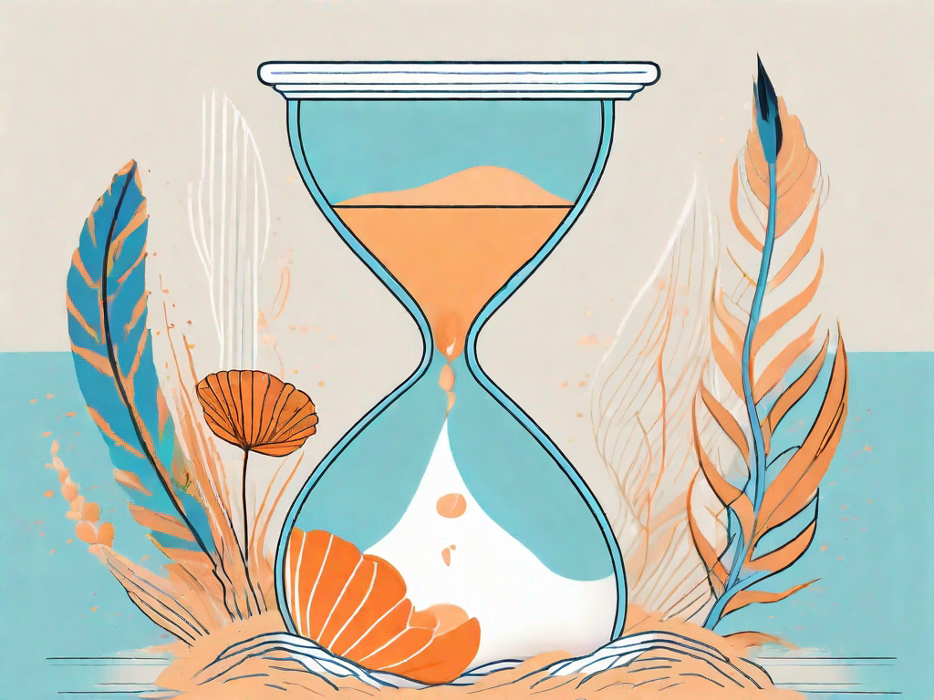 A symbolic hourglass with sand trickling down